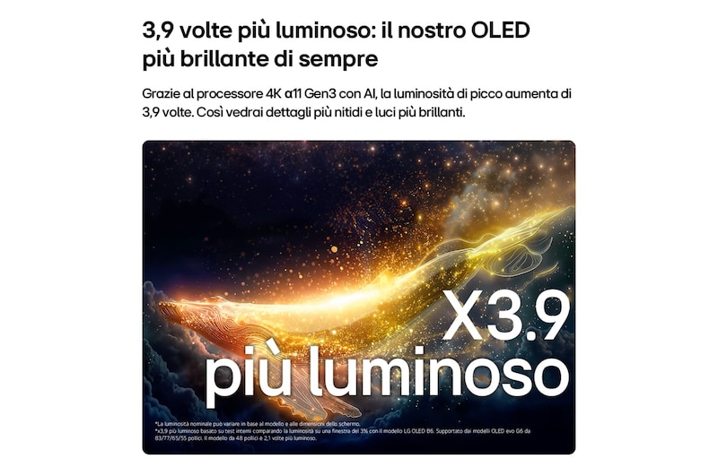 3,9 volte più luminoso TV OLED77G64LW 2026